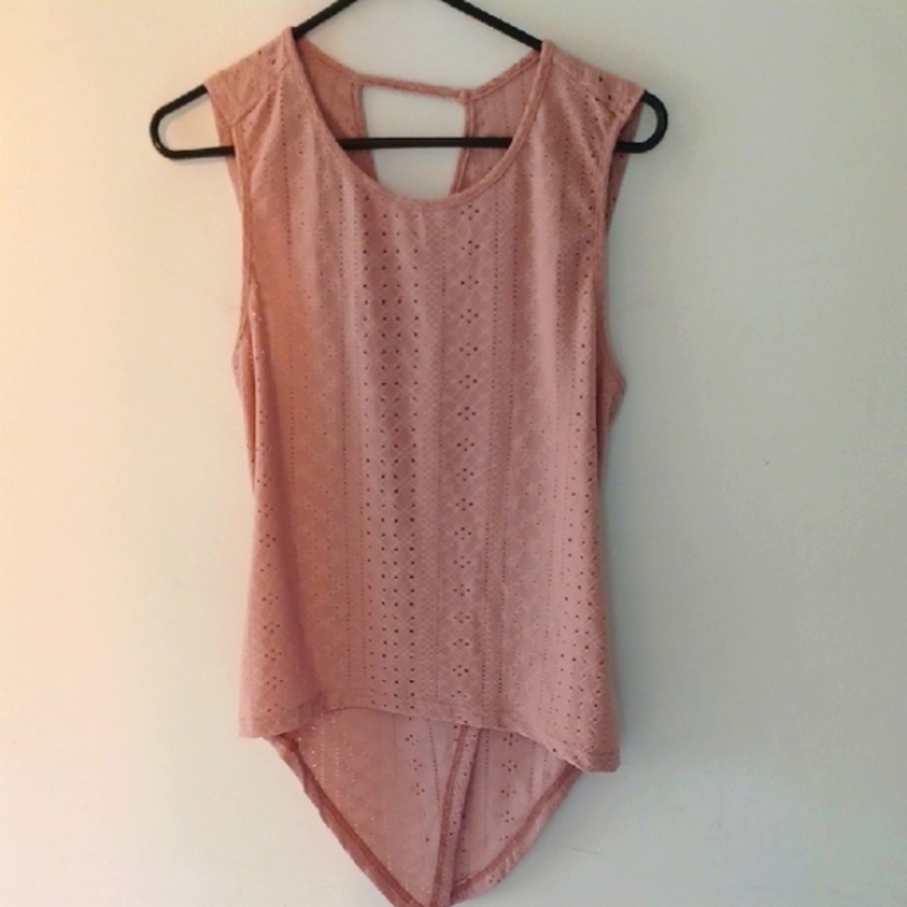 SHEIN Pink Asymmetrical Sleeveless Tank Top, L